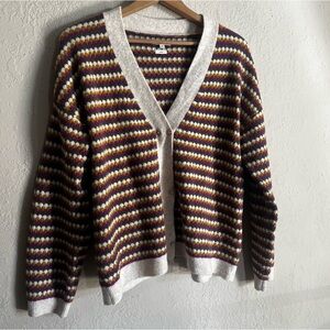 YERSE Knit Button Front Wool Blend Soft Knit Sweater